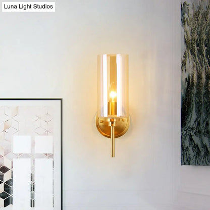 DecorBites™ Brass Finish Clear Glass Wall Sconce Single Bulb Lamp