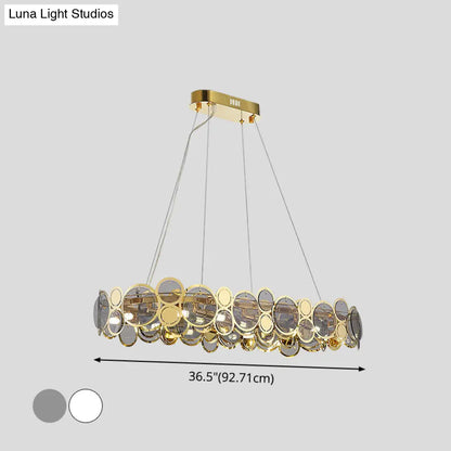 Brass Finish Crystal Pendant Ceiling Light with Glass Shade for Spacious Bedrooms