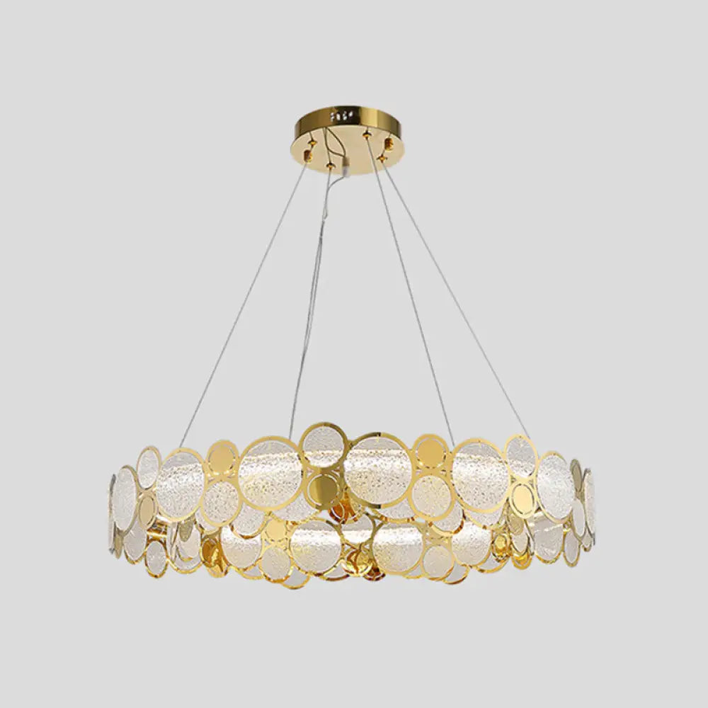 Brass Finish Crystal Pendant Ceiling Light with Glass Shade for Spacious Bedrooms