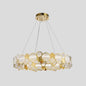 Brass Finish Crystal Pendant Ceiling Light with Glass Shade for Spacious Bedrooms