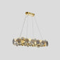 Brass Finish Crystal Pendant Ceiling Light with Glass Shade for Spacious Bedrooms