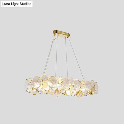 Brass Finish Crystal Pendant Ceiling Light with Glass Shade for Spacious Bedrooms