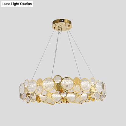 Brass Finish Crystal Pendant Ceiling Light with Glass Shade for Spacious Bedrooms