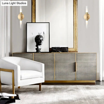 DecorBites™ Brass Finish Double Cylinder Wall Sconce - Clear Glass, 2 Lights