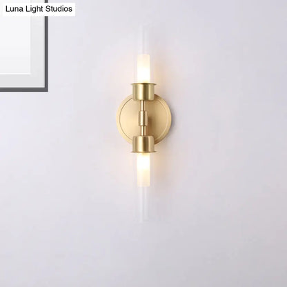 DecorBites™ Brass Finish Double Cylinder Wall Sconce - Clear Glass, 2 Lights
