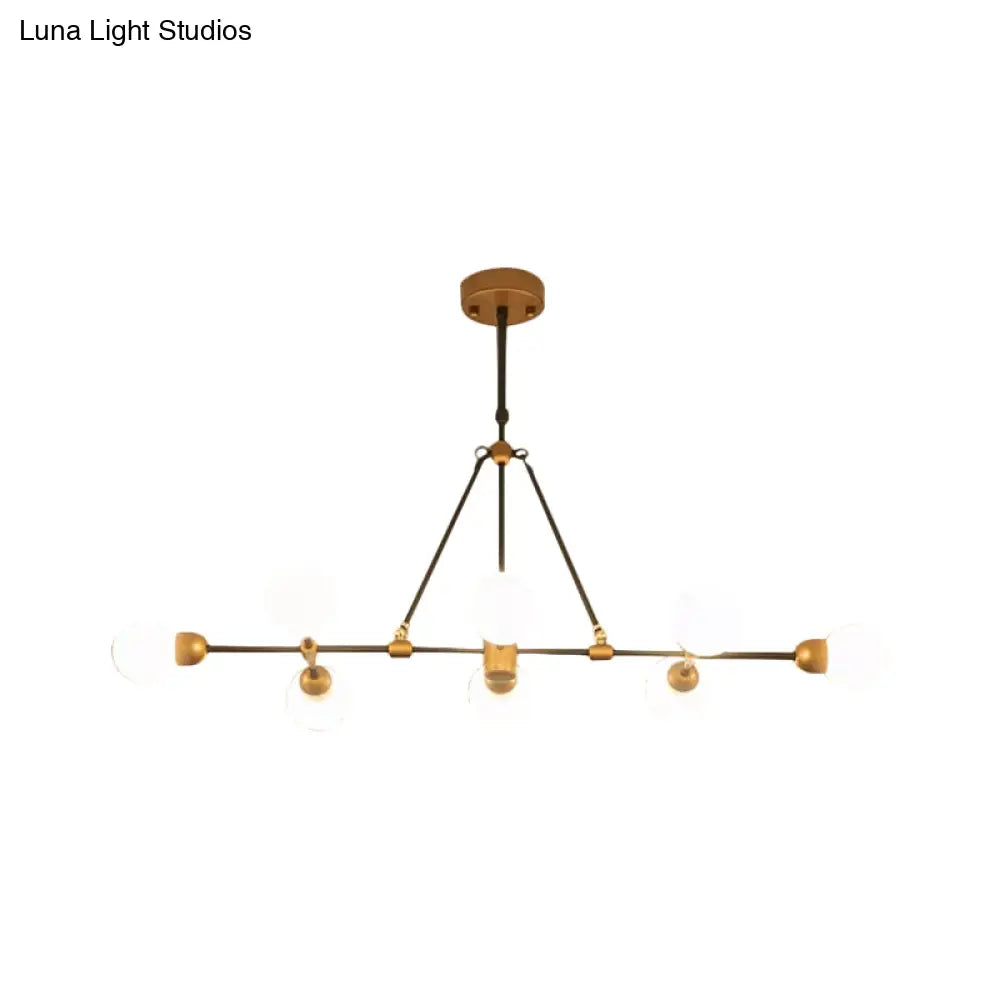 DecorBites™ Brass Finish Island Light with Orb Shade - 8-Light Metal Hanging Lamp for Dining Room