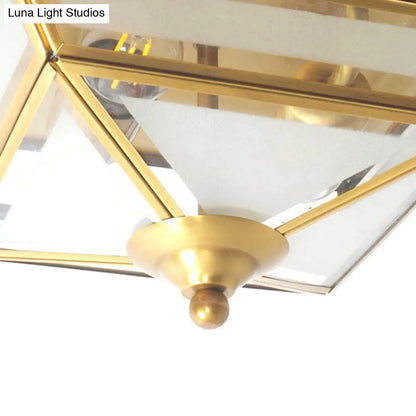 DecorBites™ DecorBites™ Brass Flush Mount Ceiling Light Fixture for Dining Room - Tradition Rectangle Design, Frosted Opal Glass, 2 Bulbs