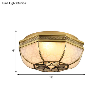 DecorBites™ DecorBites™ Brass Flush Mount Ceiling Light with Beveled Opaque Glass - 4 Bulbs for Bedroom
