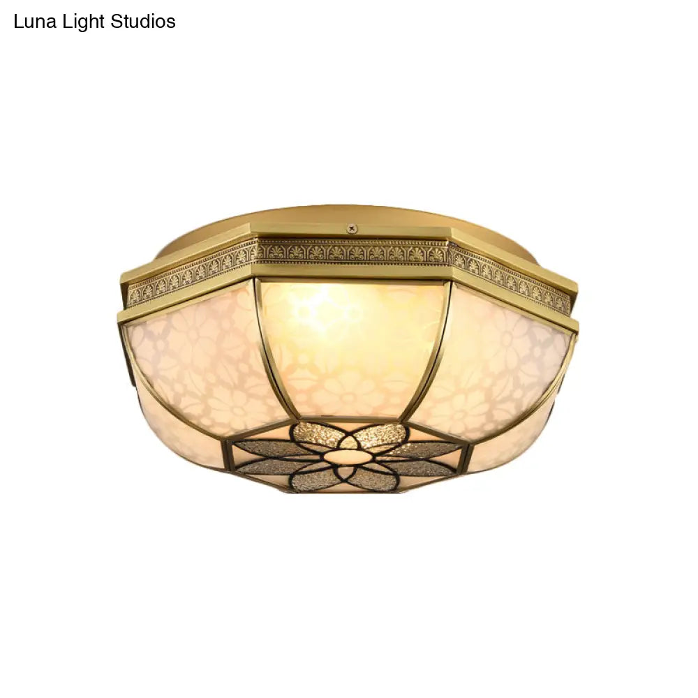 DecorBites™ DecorBites™ Brass Flush Mount Ceiling Light with Beveled Opaque Glass - 4 Bulbs for Bedroom