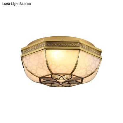 DecorBites™ DecorBites™ Brass Flush Mount Ceiling Light with Beveled Opaque Glass - 4 Bulbs for Bedroom