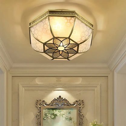 DecorBites™ DecorBites™ Brass Flush Mount Ceiling Light with Beveled Opaque Glass - 4 Bulbs for Bedroom
