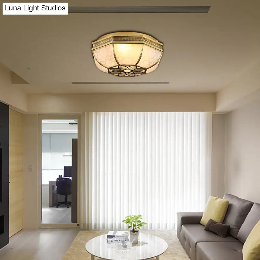DecorBites™ DecorBites™ Brass Flush Mount Ceiling Light with Beveled Opaque Glass - 4 Bulbs for Bedroom