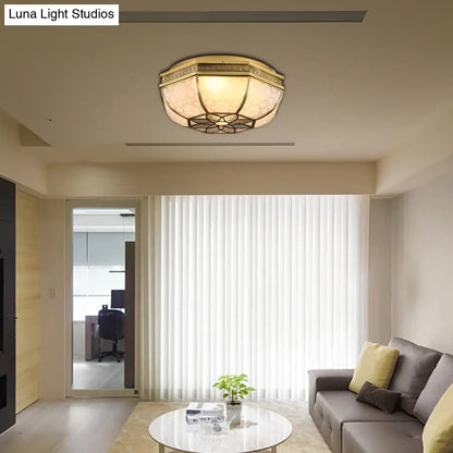 DecorBites™ DecorBites™ Brass Flush Mount Ceiling Light with Beveled Opaque Glass - 4 Bulbs for Bedroom