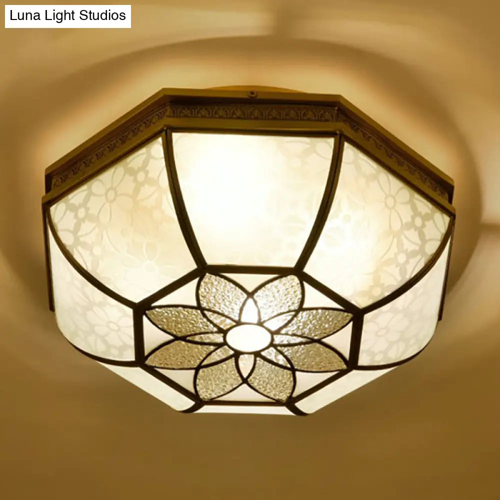 DecorBites™ DecorBites™ Brass Flush Mount Ceiling Light with Beveled Opaque Glass - 4 Bulbs for Bedroom