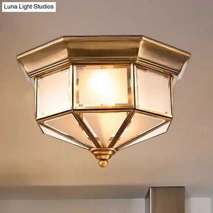 DecorBites™ Brass Flush Mount Fixture with Curved Frosted Glass for Bedroom - 2 Lights