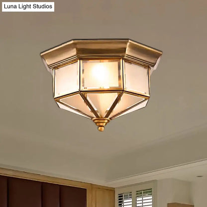 DecorBites™ Brass Flush Mount Fixture with Curved Frosted Glass for Bedroom - 2 Lights