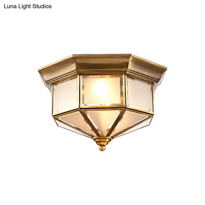 DecorBites™ Brass Flush Mount Fixture with Curved Frosted Glass for Bedroom - 2 Lights