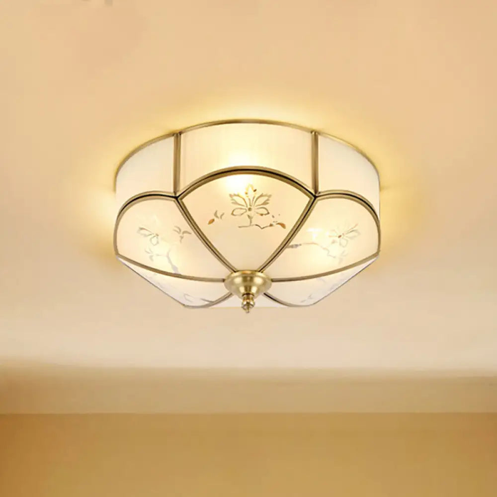DecorBites™ DecorBites™ Brass Flush Mount Lamp with Colonial Sandblasted Glass - 3/4/6 Head Options