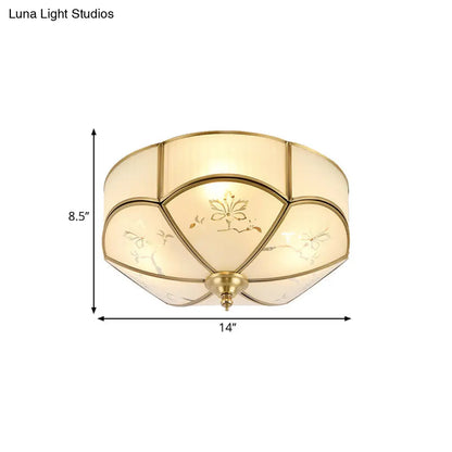 DecorBites™ DecorBites™ Brass Flush Mount Lamp with Colonial Sandblasted Glass - 3/4/6 Head Options