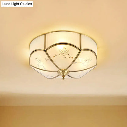 DecorBites™ DecorBites™ Brass Flush Mount Lamp with Colonial Sandblasted Glass - 3/4/6 Head Options