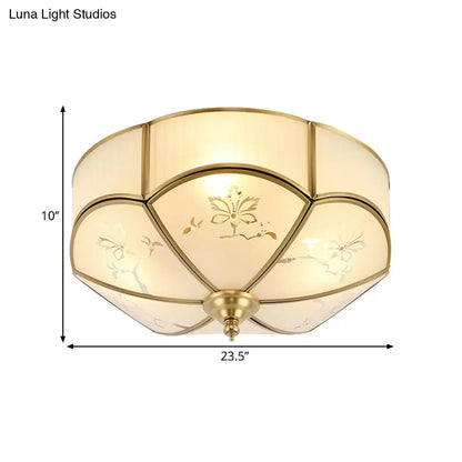 DecorBites™ DecorBites™ Brass Flush Mount Lamp with Colonial Sandblasted Glass - 3/4/6 Head Options