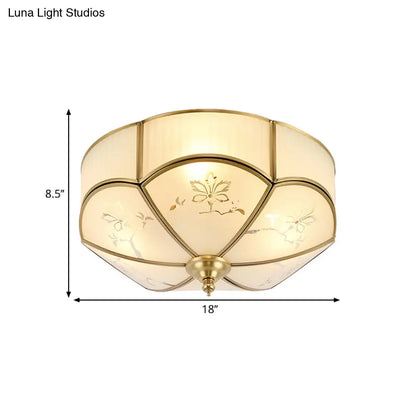DecorBites™ DecorBites™ Brass Flush Mount Lamp with Colonial Sandblasted Glass - 3/4/6 Head Options