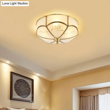DecorBites™ DecorBites™ Brass Flush Mount Lamp with Colonial Sandblasted Glass - 3/4/6 Head Options