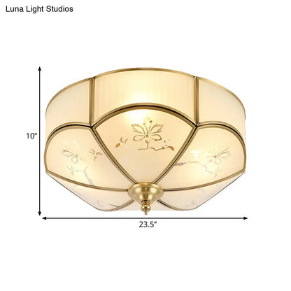 DecorBites™ DecorBites™ Brass Flush Mount Lamp with Colonial Sandblasted Glass - 3/4/6 Head Options