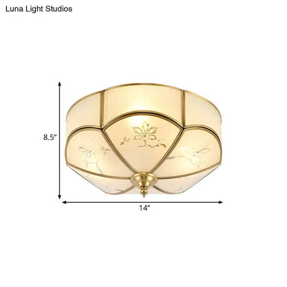 DecorBites™ DecorBites™ Brass Flush Mount Lamp with Colonial Sandblasted Glass - 3/4/6 Head Options
