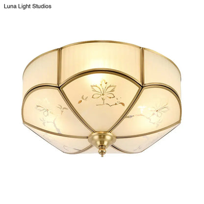 DecorBites™ DecorBites™ Brass Flush Mount Lamp with Colonial Sandblasted Glass - 3/4/6 Head Options
