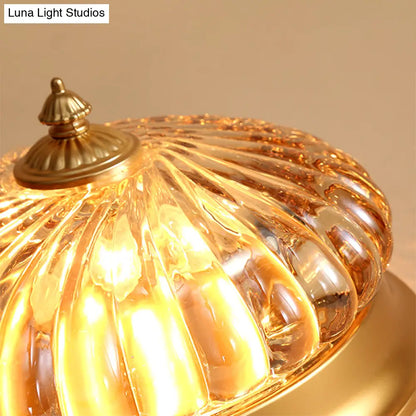 DecorBites™ DecorBites™ Brass Flush Mount Lamp with Prismatic Glass Dome for Corridor - 2 Heads, Colonial Style - 10"/12" W
