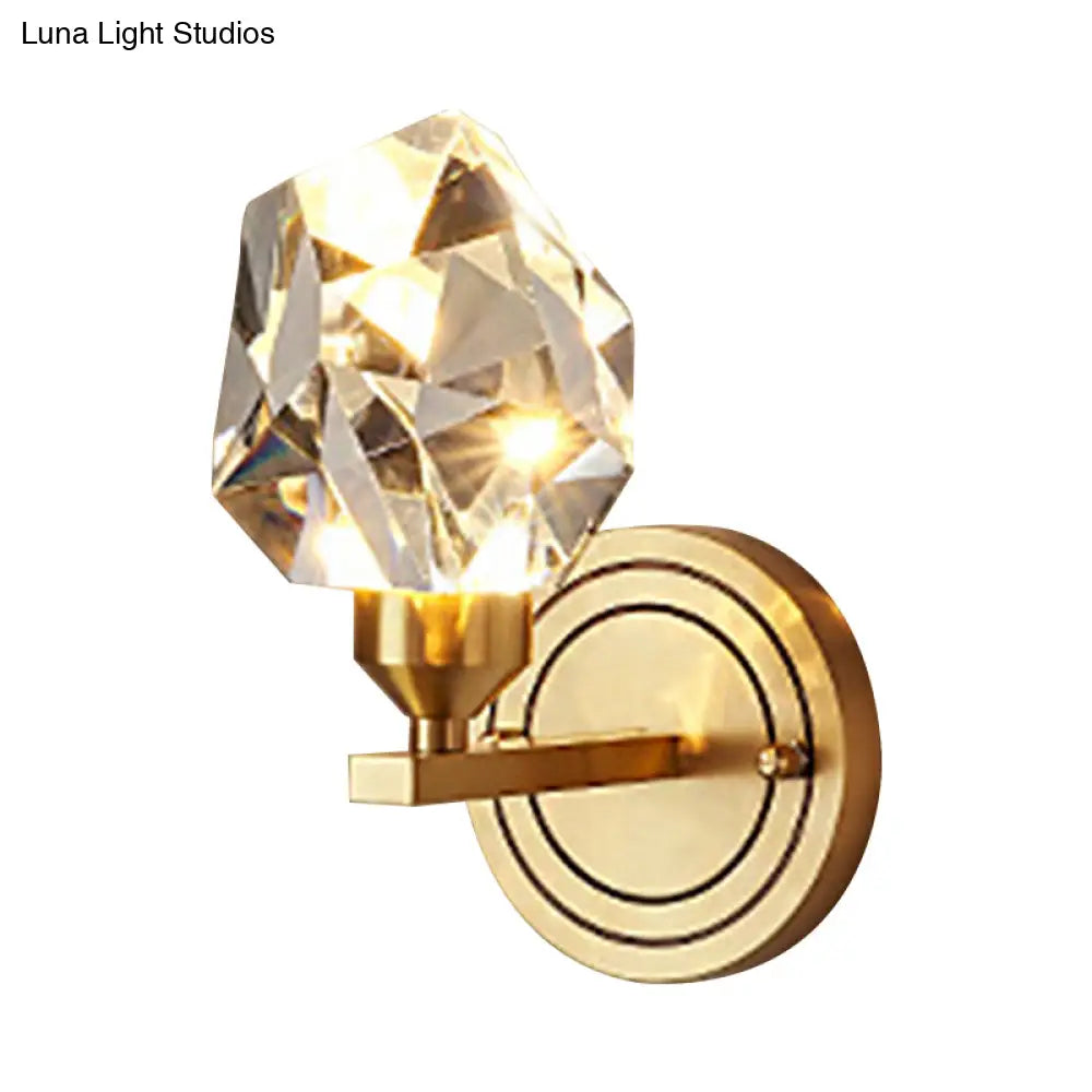 DecorBites™ Brass Gem LED Wall Light for Modern Living Rooms