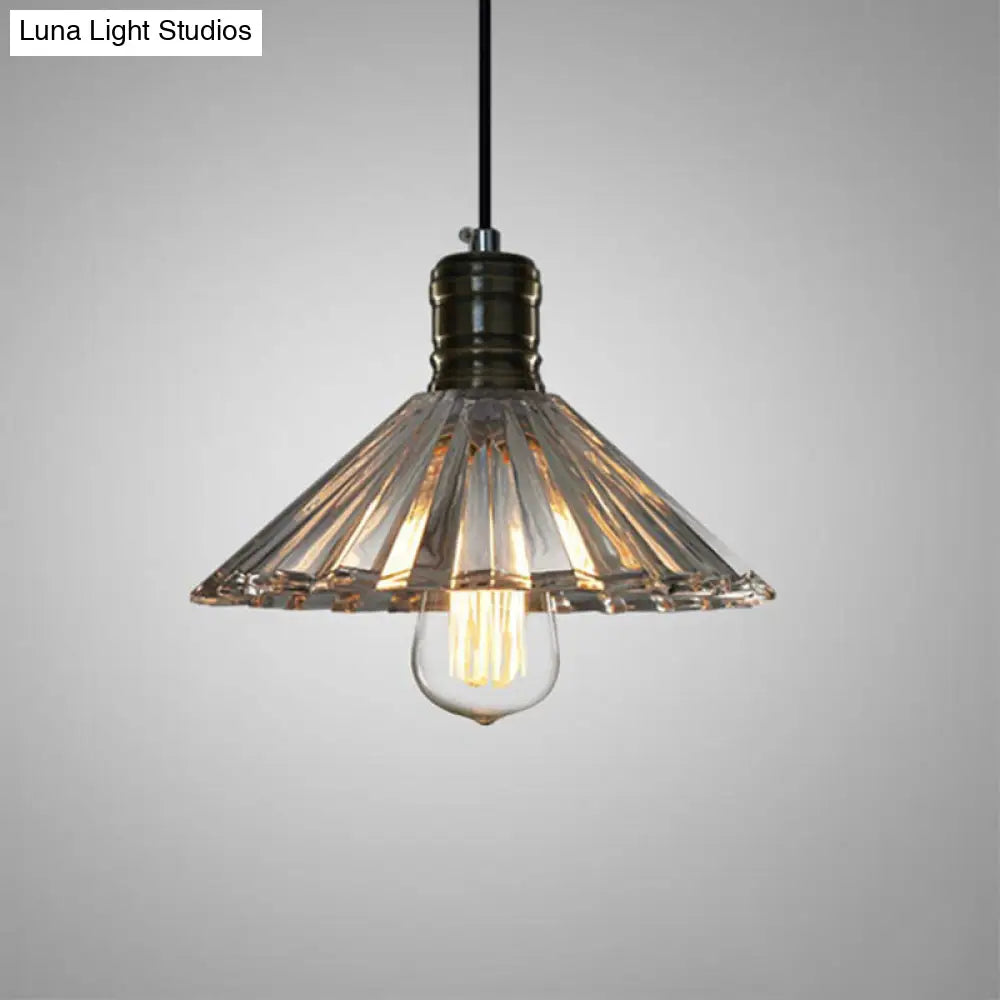 Brass Geometric Glass Drop Pendant - Industrial 1-Light Suspension Fixture for Dining Room Lighting