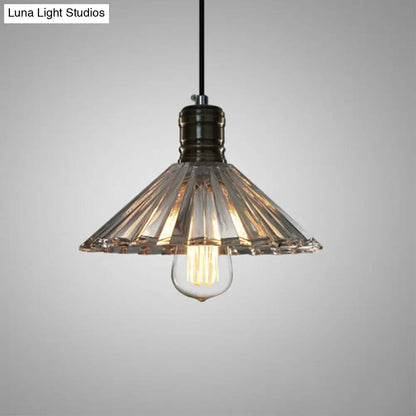 Brass Geometric Glass Drop Pendant - Industrial 1-Light Suspension Fixture for Dining Room Lighting