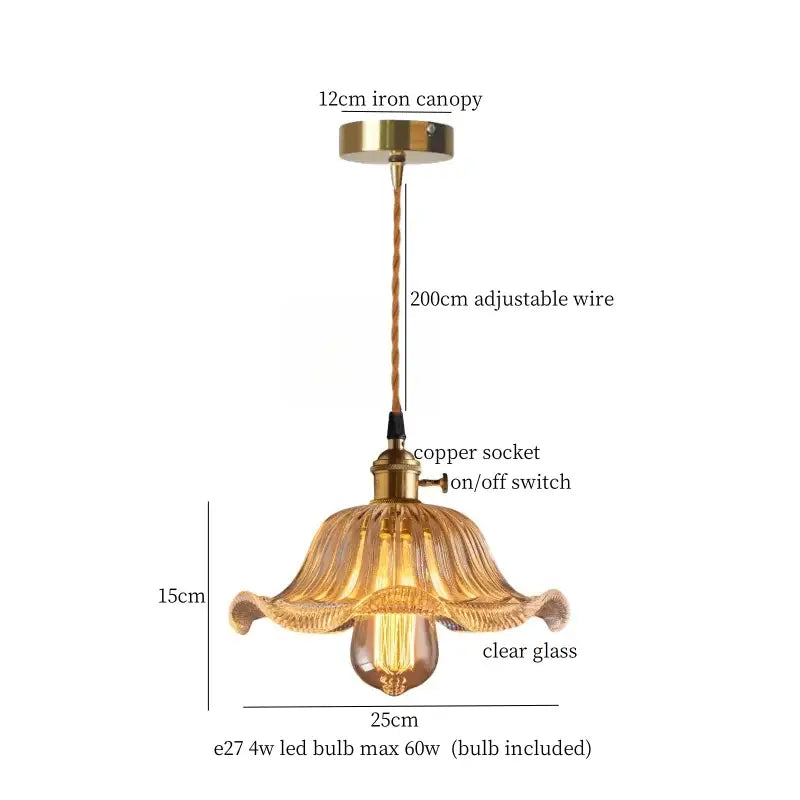 Brass glass lotus pendant lamp with flower-shaped brass finish and clear glass shade for dining room decorbites brass glass