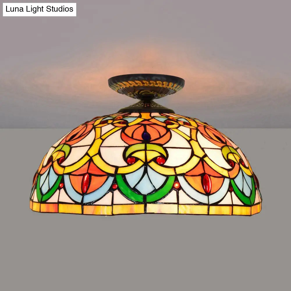 DecorBites™ DecorBites™ Brass Heart-Shaped Art Glass Flush Mount Ceiling Light with Baroque Design