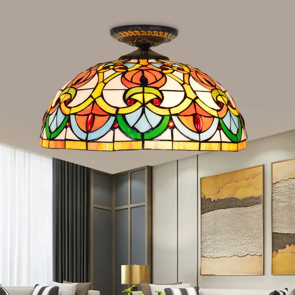 DecorBites™ DecorBites™ Brass Heart-Shaped Art Glass Flush Mount Ceiling Light with Baroque Design
