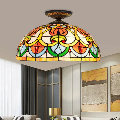 DecorBites™ DecorBites™ Brass Heart-Shaped Art Glass Flush Mount Ceiling Light with Baroque Design