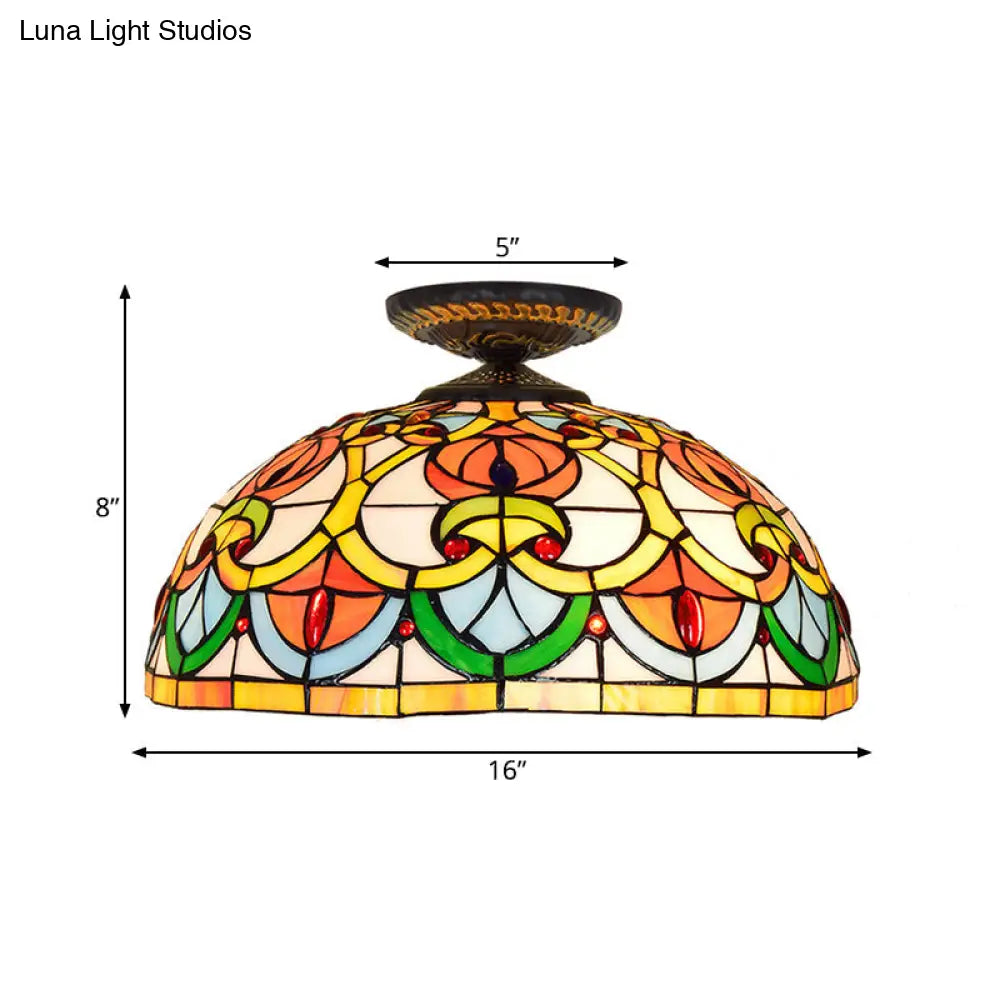 DecorBites™ DecorBites™ Brass Heart-Shaped Art Glass Flush Mount Ceiling Light with Baroque Design