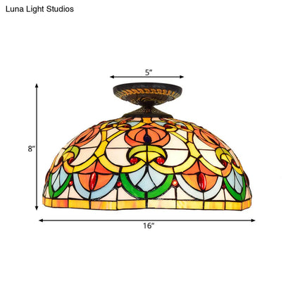 DecorBites™ DecorBites™ Brass Heart-Shaped Art Glass Flush Mount Ceiling Light with Baroque Design