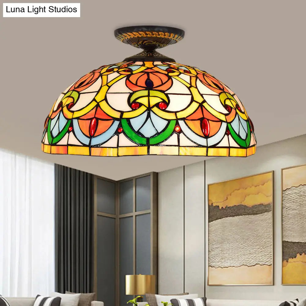 DecorBites™ DecorBites™ Brass Heart-Shaped Art Glass Flush Mount Ceiling Light with Baroque Design