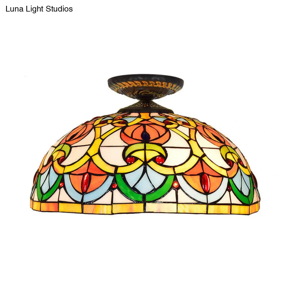 DecorBites™ DecorBites™ Brass Heart-Shaped Art Glass Flush Mount Ceiling Light with Baroque Design
