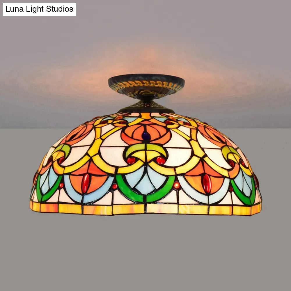 DecorBites™ DecorBites™ Brass Heart-Shaped Art Glass Flush Mount Ceiling Light with Baroque Design