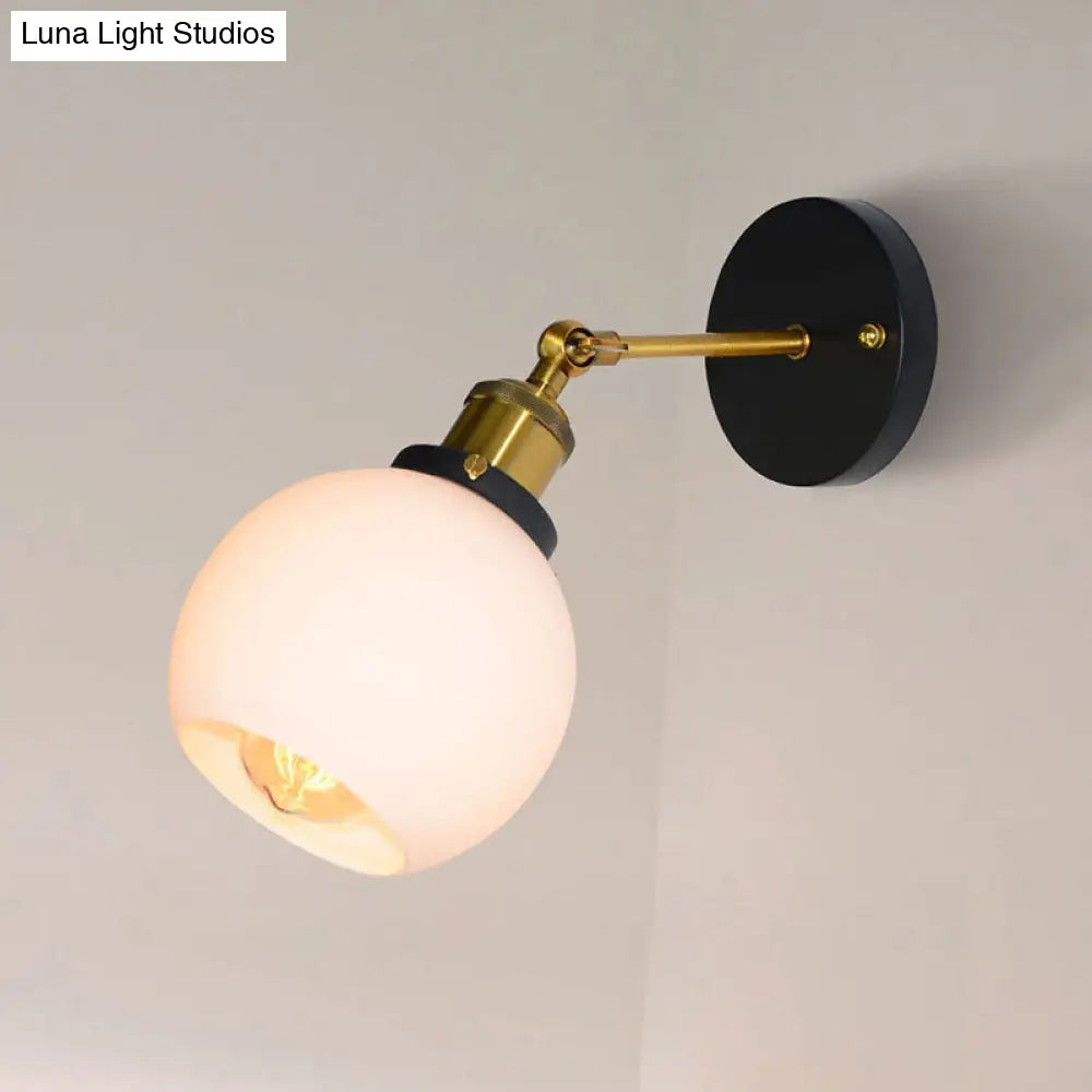 DecorBites™ Brass Industrial Wall Sconce Lamp - Bubble White Glass, Single Bulb for Bedroom