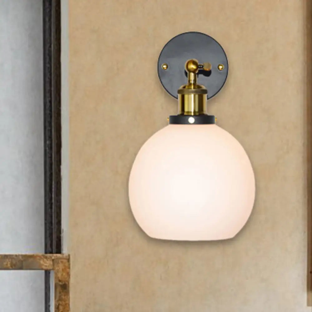 DecorBites™ Brass Industrial Wall Sconce Lamp - Bubble White Glass, Single Bulb for Bedroom