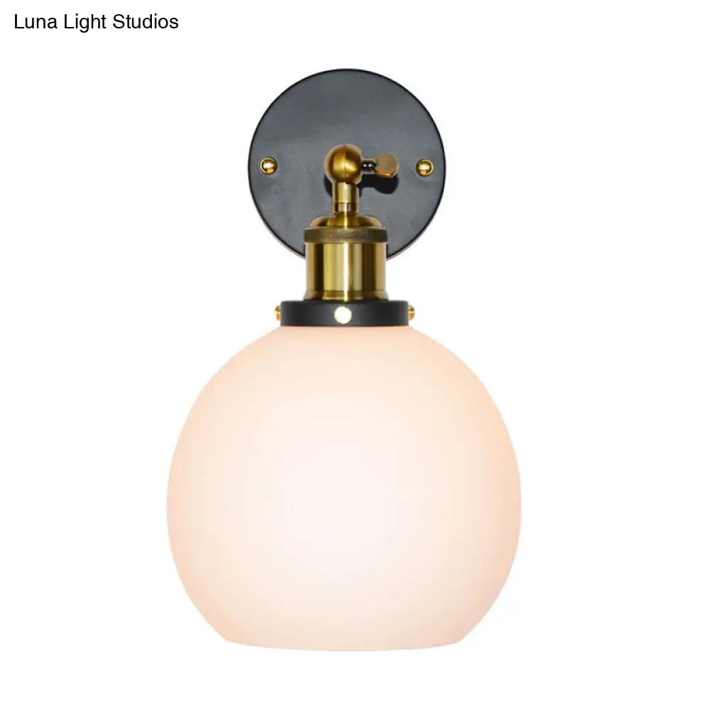 DecorBites™ Brass Industrial Wall Sconce Lamp - Bubble White Glass, Single Bulb for Bedroom