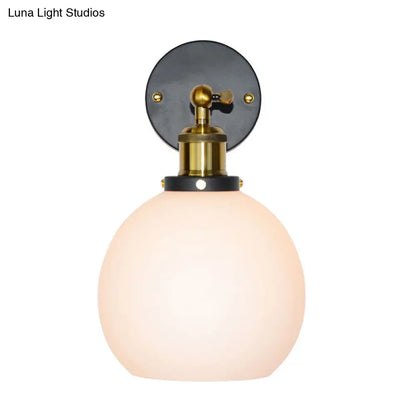 DecorBites™ Brass Industrial Wall Sconce Lamp - Bubble White Glass, Single Bulb for Bedroom