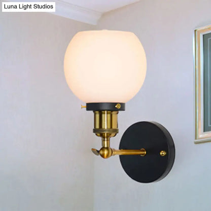 DecorBites™ Brass Industrial Wall Sconce Lamp - Bubble White Glass, Single Bulb for Bedroom