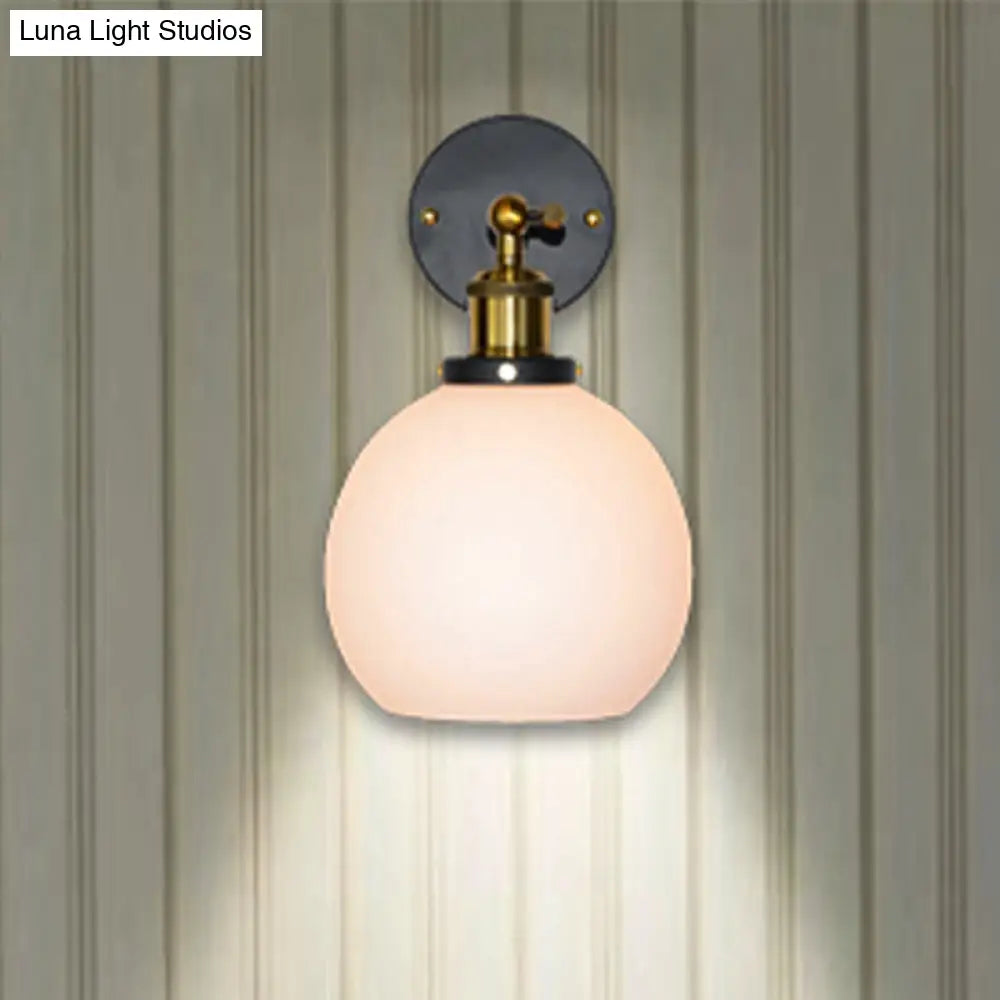 DecorBites™ Brass Industrial Wall Sconce Lamp - Bubble White Glass, Single Bulb for Bedroom
