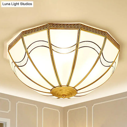 DecorBites™ DecorBites™ Brass Inverted Flush Ceiling Lamp with Milky Glass, 4 Lights and Wave Pattern - Ideal for bedrooms